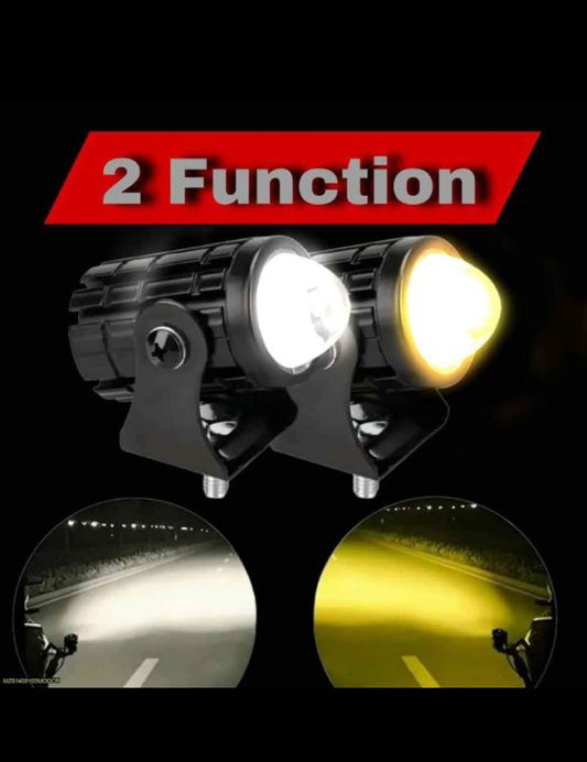 (1pcs) New Mini Driving Fog Light For All Motorcycle- Cars- Jeep(1pcs) Dual Function White-yellow Lens Projectors Auxiliary Light 20w