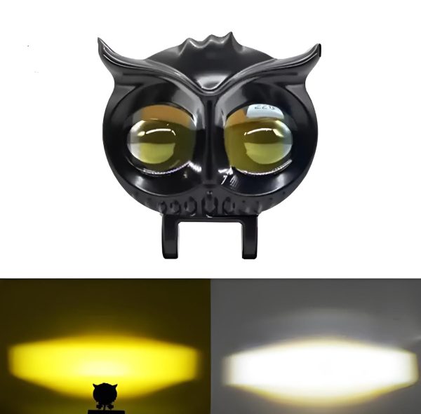 2 Pcs Owl Shape Fog Yellow-white & Flash Light Low & High Beam Owl Plastic Body Spot Light For All Cars And Bikes 9v-60v 40w