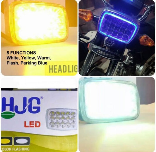 5 Function Led Headlight 15 Led White And Fog Light High Beam 15 Led Fog Bike Headlight For 70 & 125/all Functions Led Light