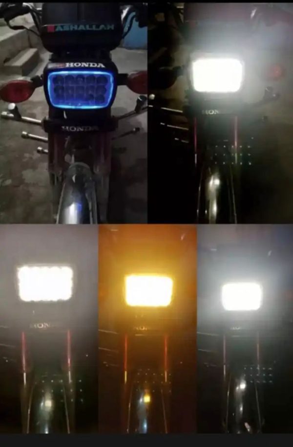 5 Function Led Headlight 15 Led White And Fog Light High Beam 15 Led Fog Bike Headlight For 70 & 125/all Functions Led Light