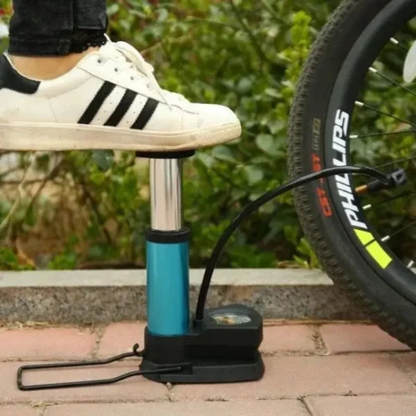 High Pressure Foot Air Pump With Gauge, Heavy Duty Foot Pump For Bike, Ball, Scooter, Car, Inflatable Toys, Mini Pump