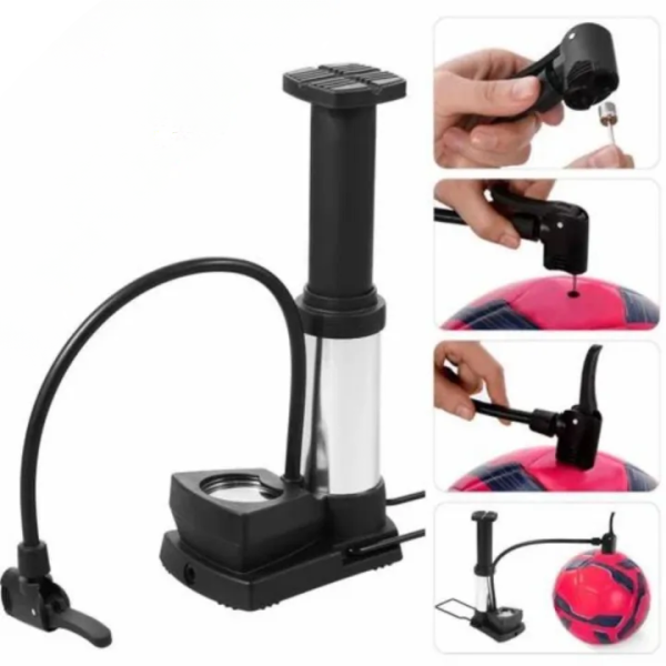 High Pressure Foot Air Pump With Gauge, Heavy Duty Foot Pump For Bike, Ball, Scooter, Car, Inflatable Toys, Mini Pump