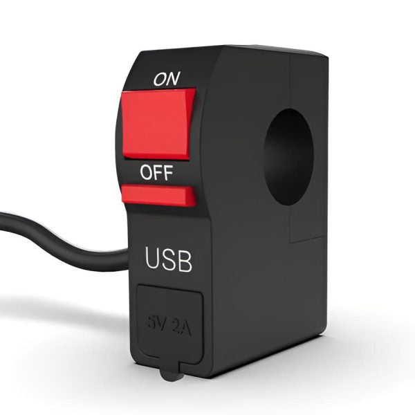 On/off & Usb Port 2 Amp 5 V Universal Switch For Bike, Extra External On Off Button. Extra Lights Switch